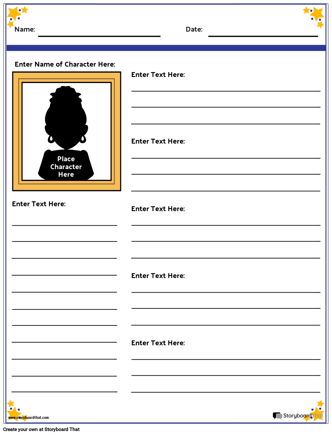 Character Chart Template Printable Character Chart Template Printable