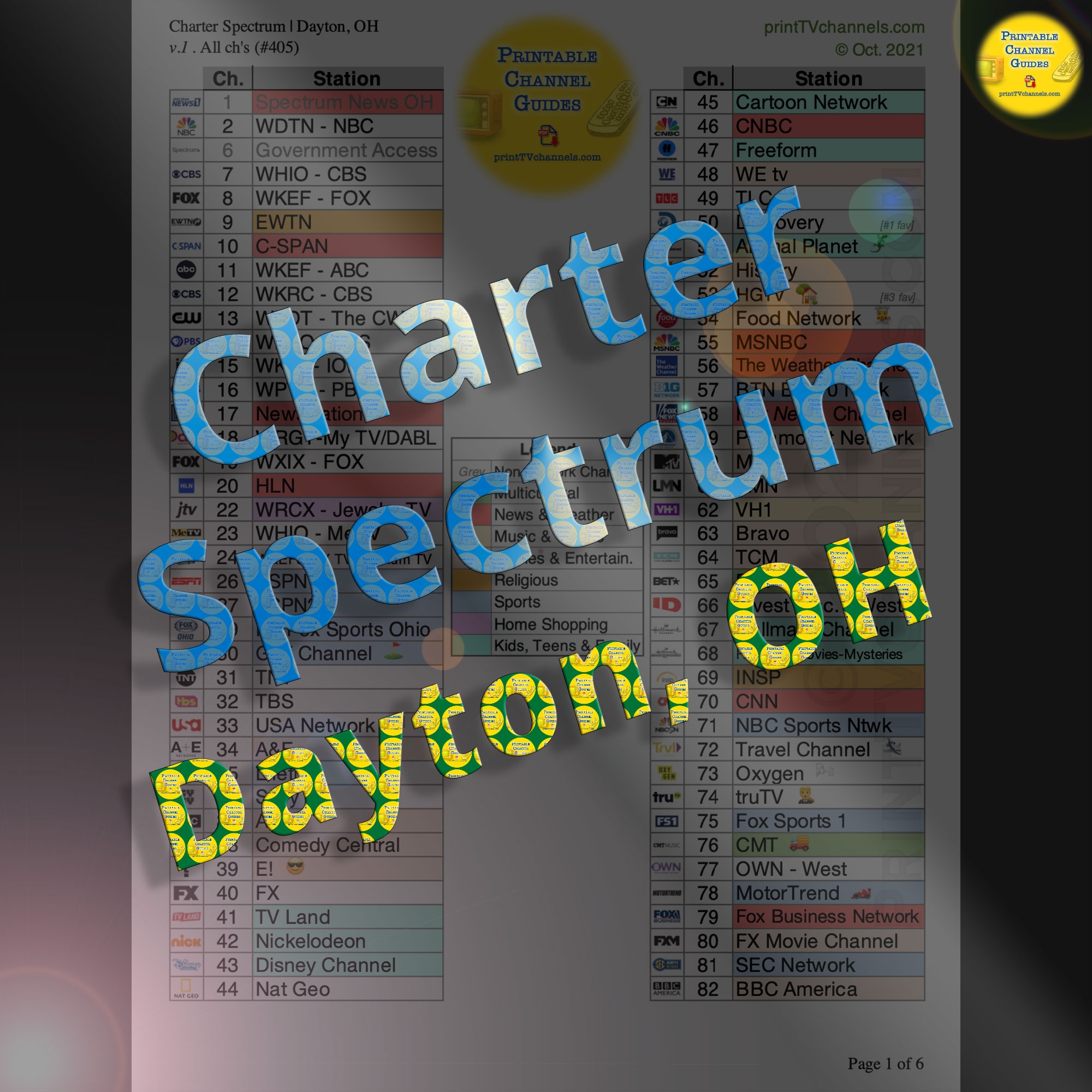 Charter Spectrum Channel Lineup Guide Dayton OH Free PDF 