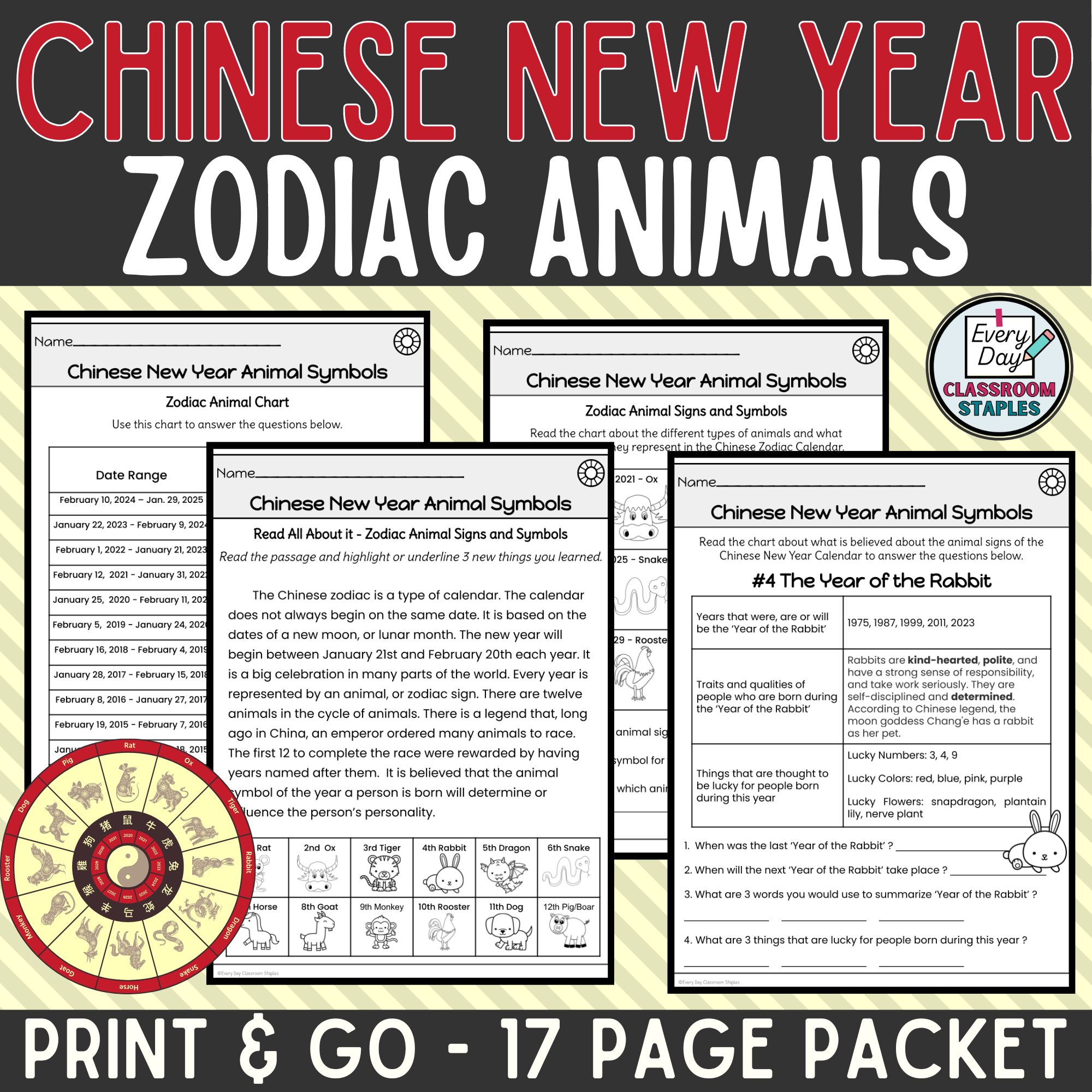 Chinese New Year Zodiac Animal Printable Activities Learn About Animal Symbols Made By Teachers