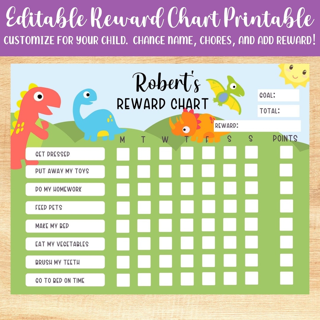 Chore Chart For Kids Printable Dinosaur Reward Behavior Responsibility Chart Editable Template Etsy Chore Chart For Kids Printable Dinosaur Reward Behavior Responsibility Chart Editable Template Etsy