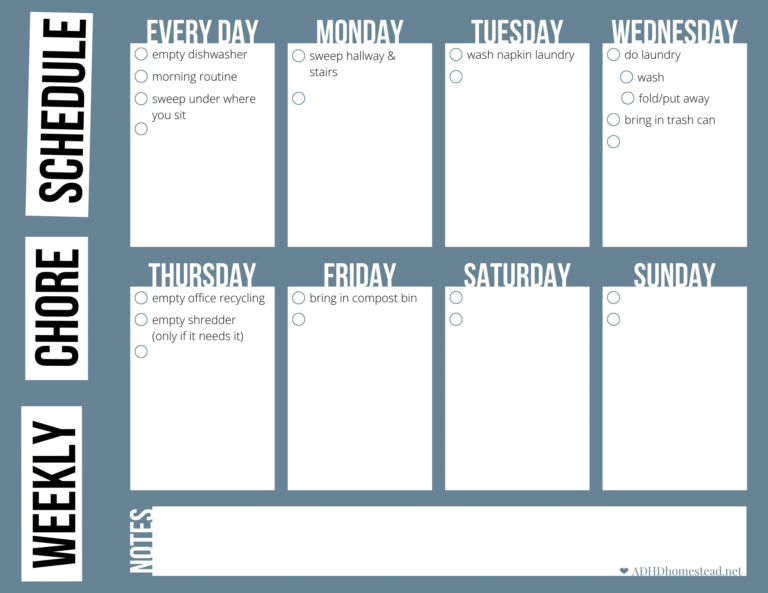 Chore Schedule Template Printable The ADHD Homestead
