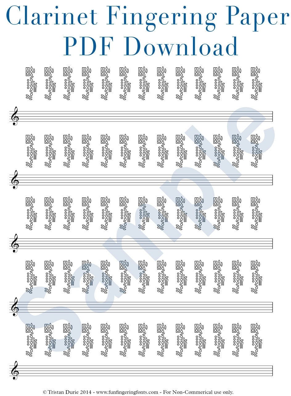 Clarinet Fingering Paper Download And Printable PDF Great For Clarinetists And Teachers Etsy
