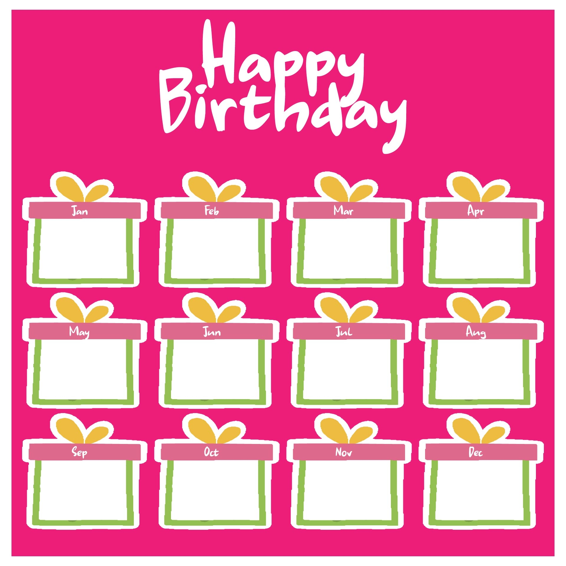 Class Birthday Chart Printable Free