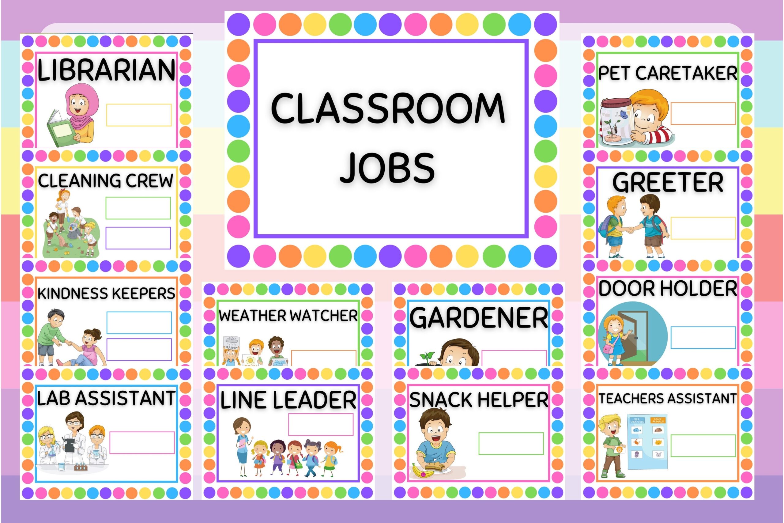 Classroom Job Chart For Your Home Daycare Childcare Preschool Or Classroom Instant Download And Print From Your Home Computer Etsy Australia