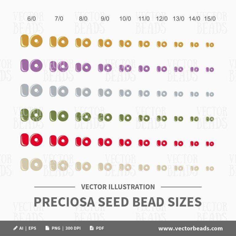 Clip Art Set Of Round Seed Beads Preciosa Seed Bead Sizes Instant Download Etsy
