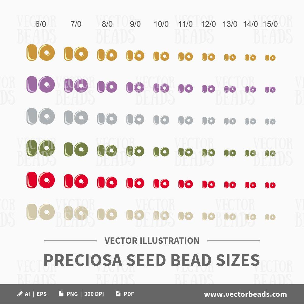 Clip Art Set Of Round Seed Beads Preciosa Seed Bead Sizes Instant Download Etsy