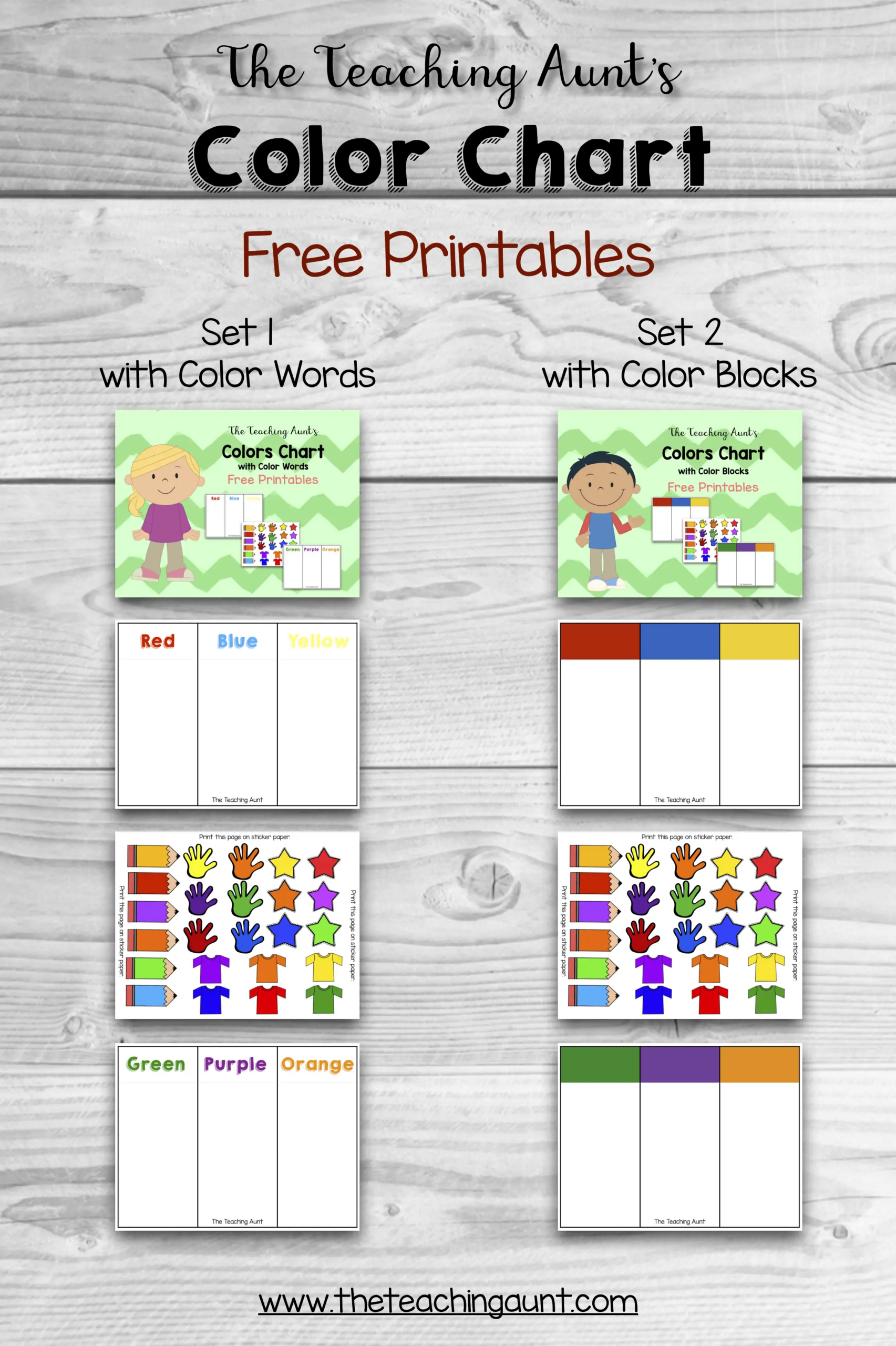 Color Charts For Toddlers And Preschoolers Free Printable The Teaching Aunt