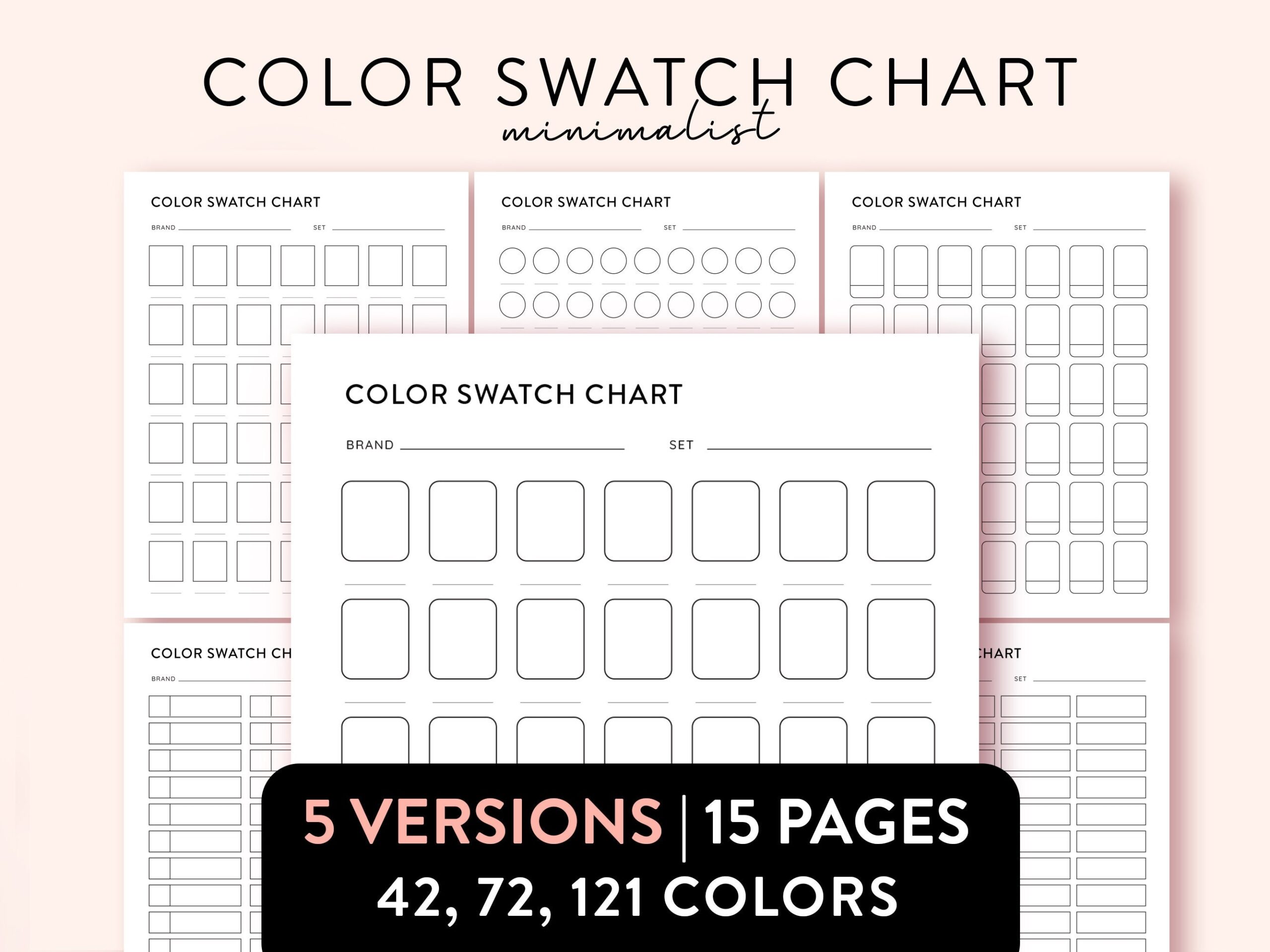 Color Swatch Chart Blank Color Chart Printable Color Swatch Template Page Color Swatch Chart Set Blank Colour Swatch Chart Sheet Template Etsy UK