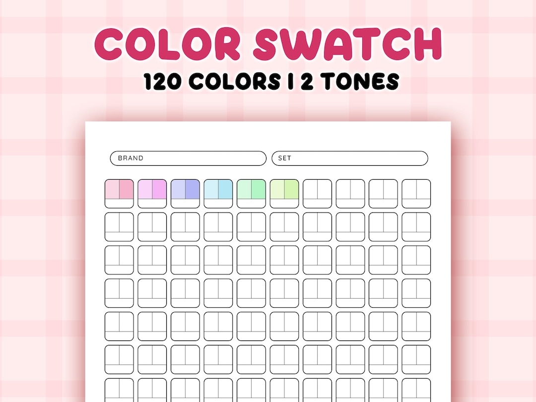 Color Swatch Chart Printable Blank Color Swatches Sheets PDF Alcohol Markers Blank Color Chart Printable 120 Color Test Etsy