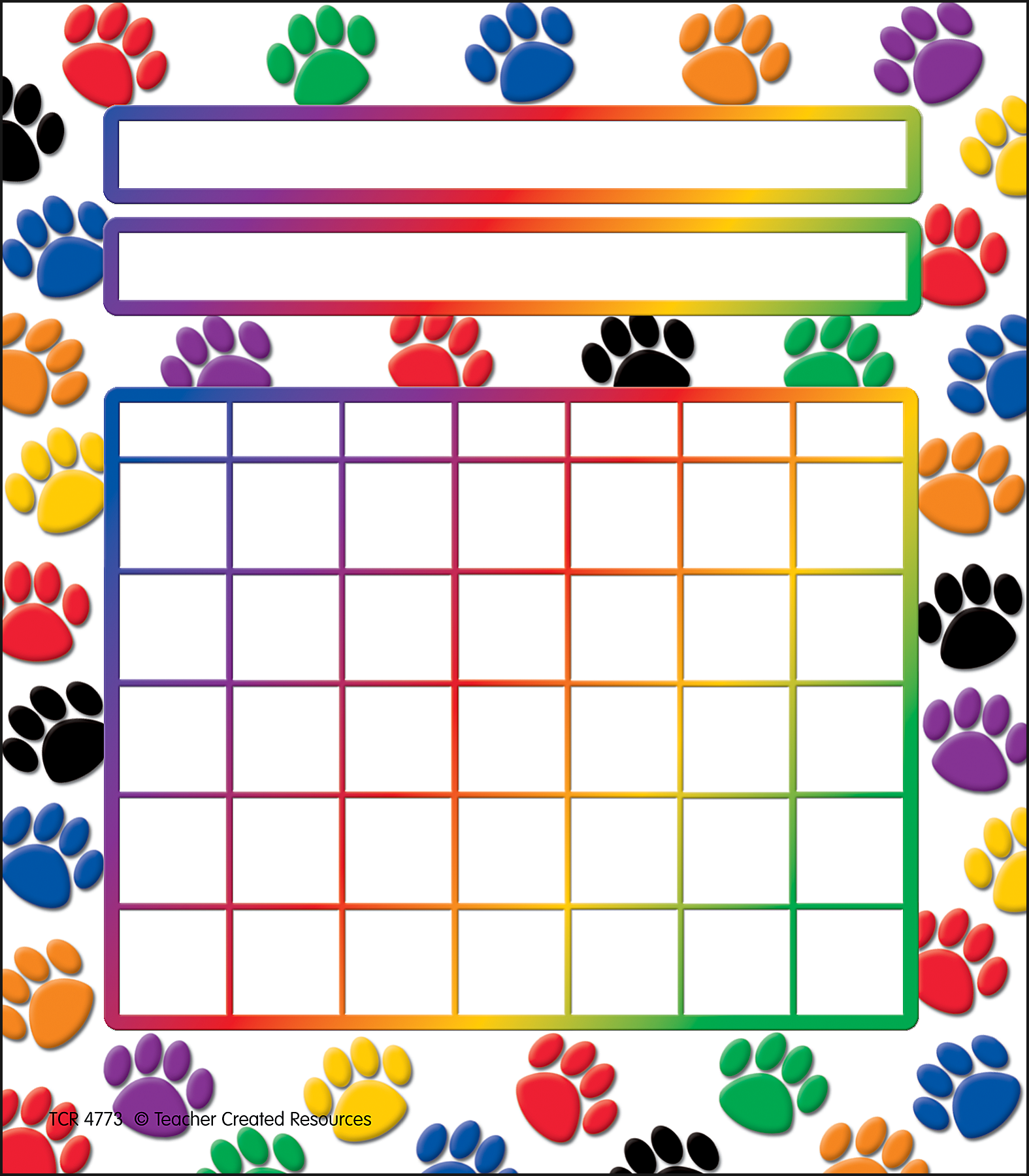 Colorful Paw Prints Incentive Charts TCR4773 Teacher Created Resources Colorful Paw Prints Incentive Charts TCR4773 Teacher Created Resources