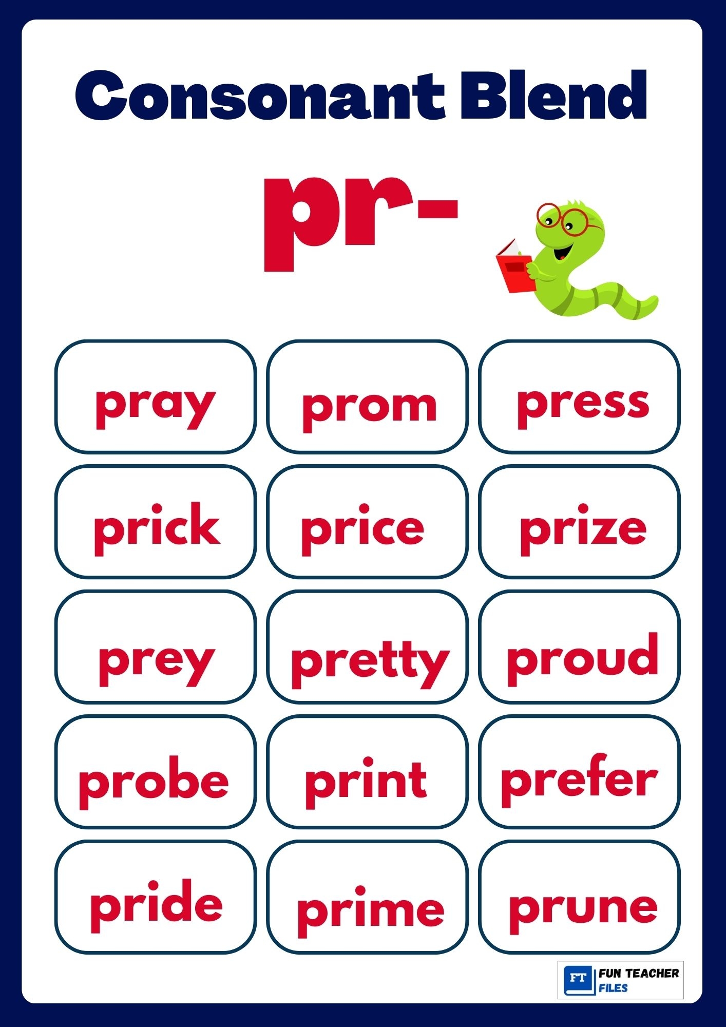 Consonant Blends Chart Printable