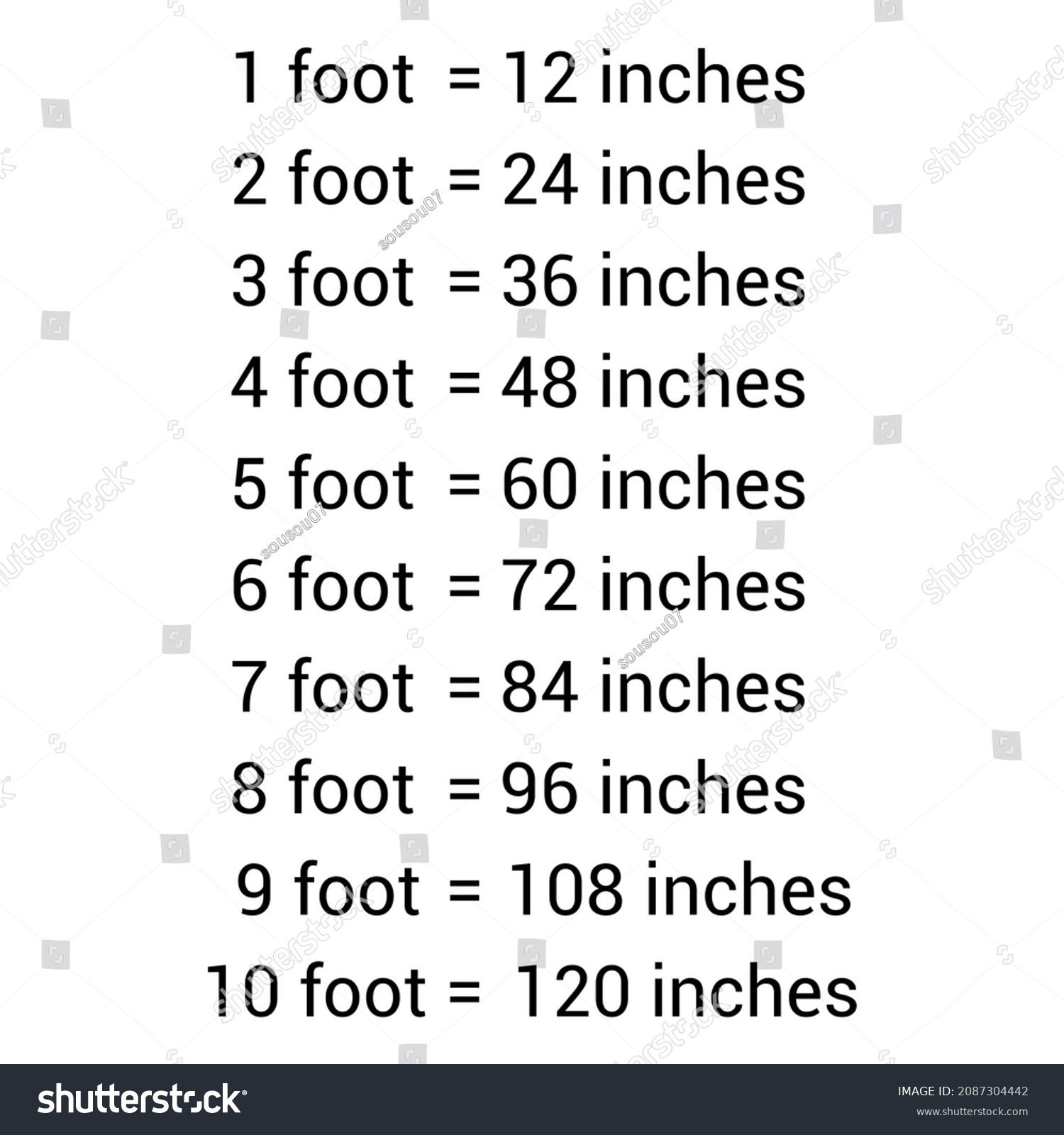 Printable Feet To Inches Chart Printable Feet To Inches Chart