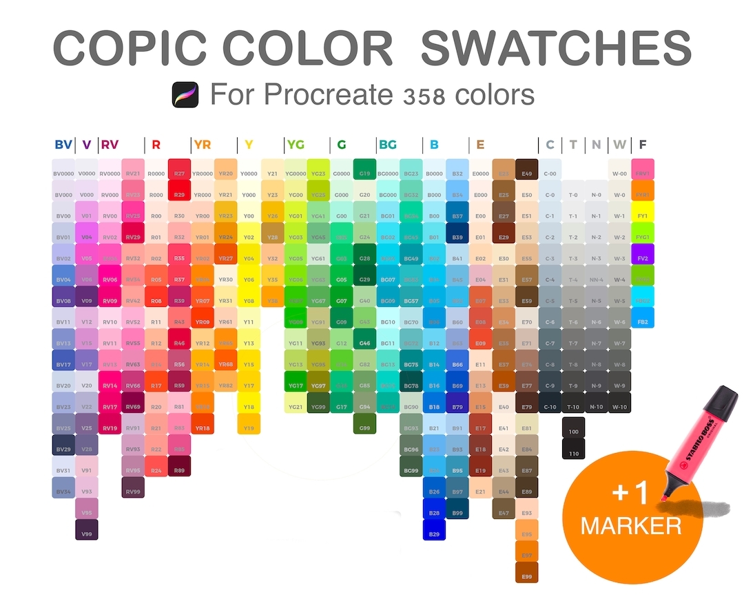 Copic Marker Color Chart Printable