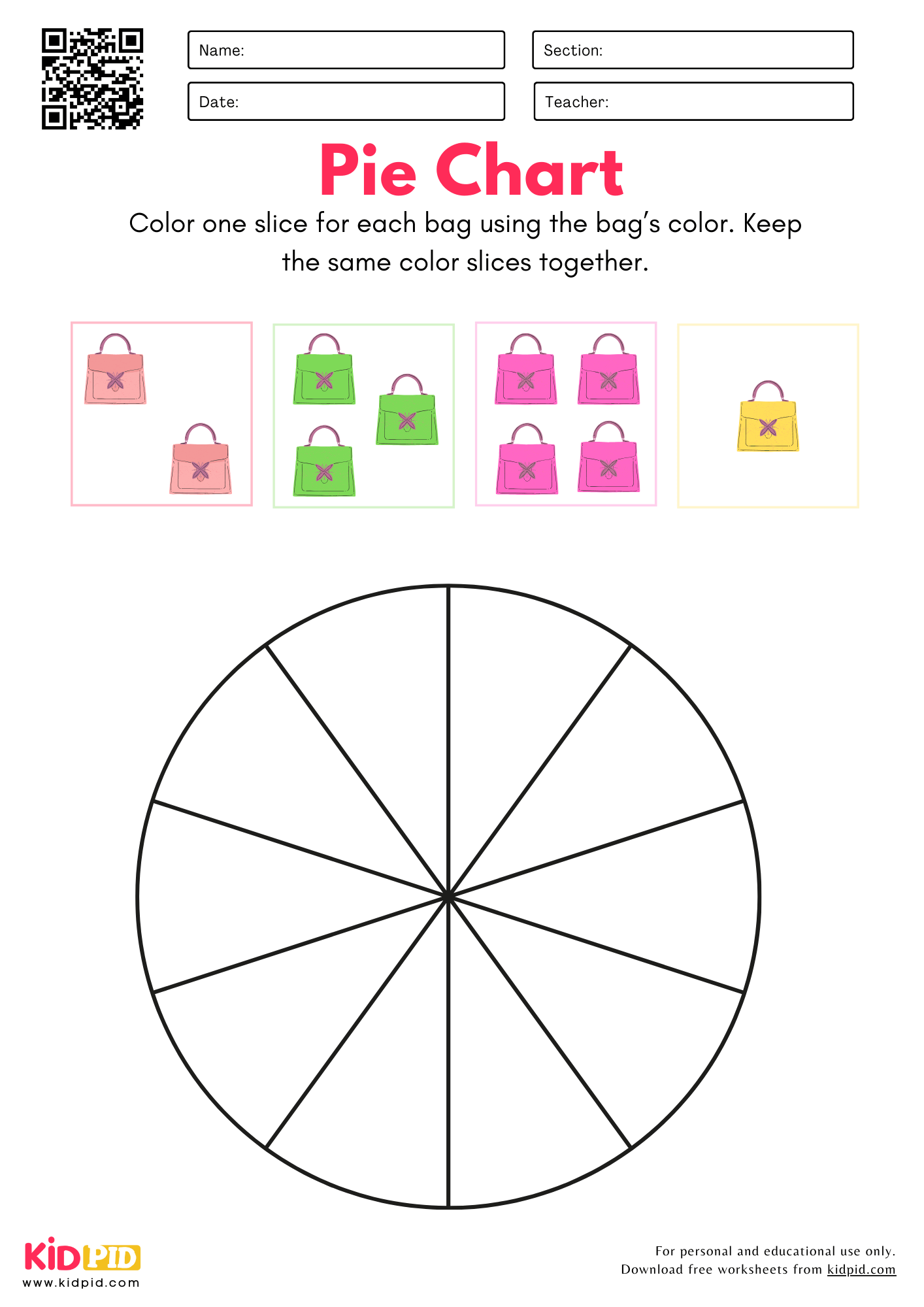 Free Printable Pie Chart Worksheets