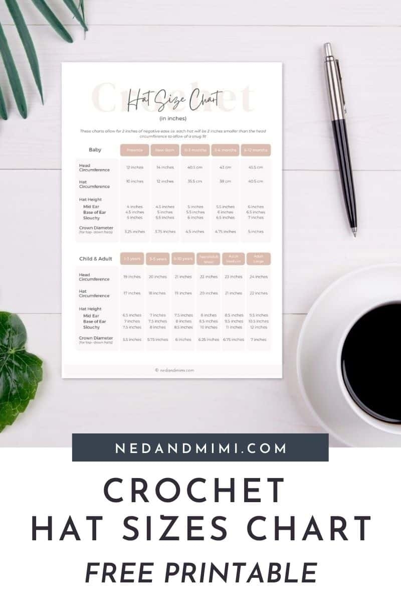 Crochet Hat Size Chart Printable