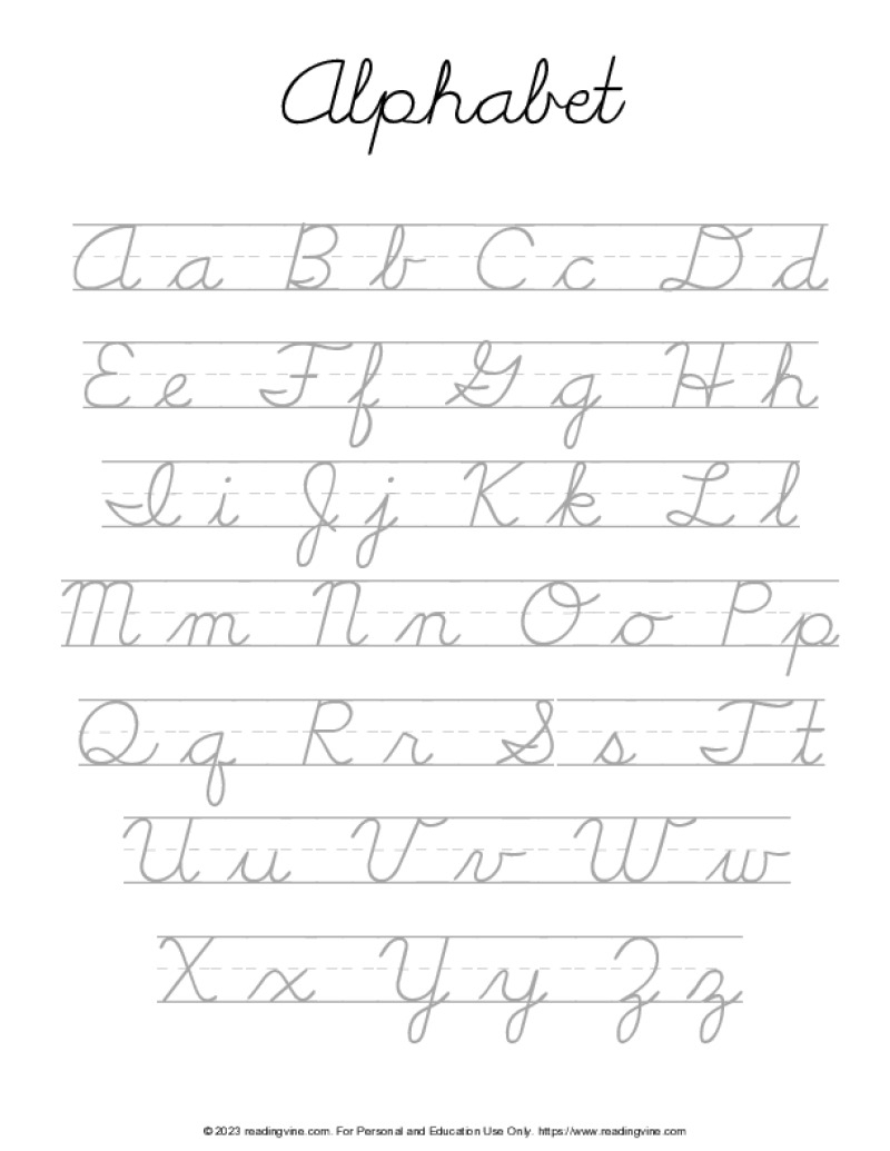 Printable Handwriting Chart