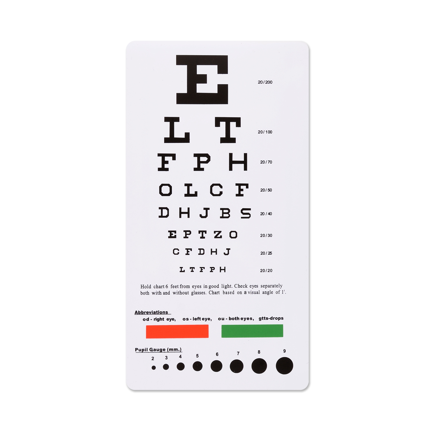 Custom Printable Snellen Eye Test Chart 6 Feet Plastic Custom Printable Snellen Eye Test Chart 6 Feet Plastic
