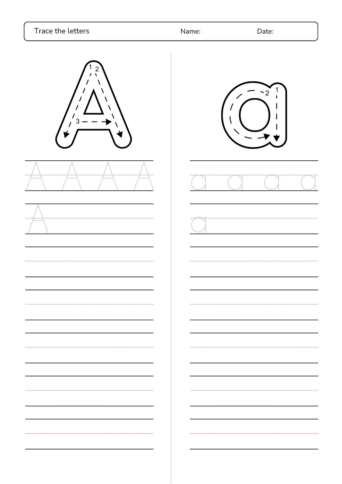 Blank Alphabet Chart Printable