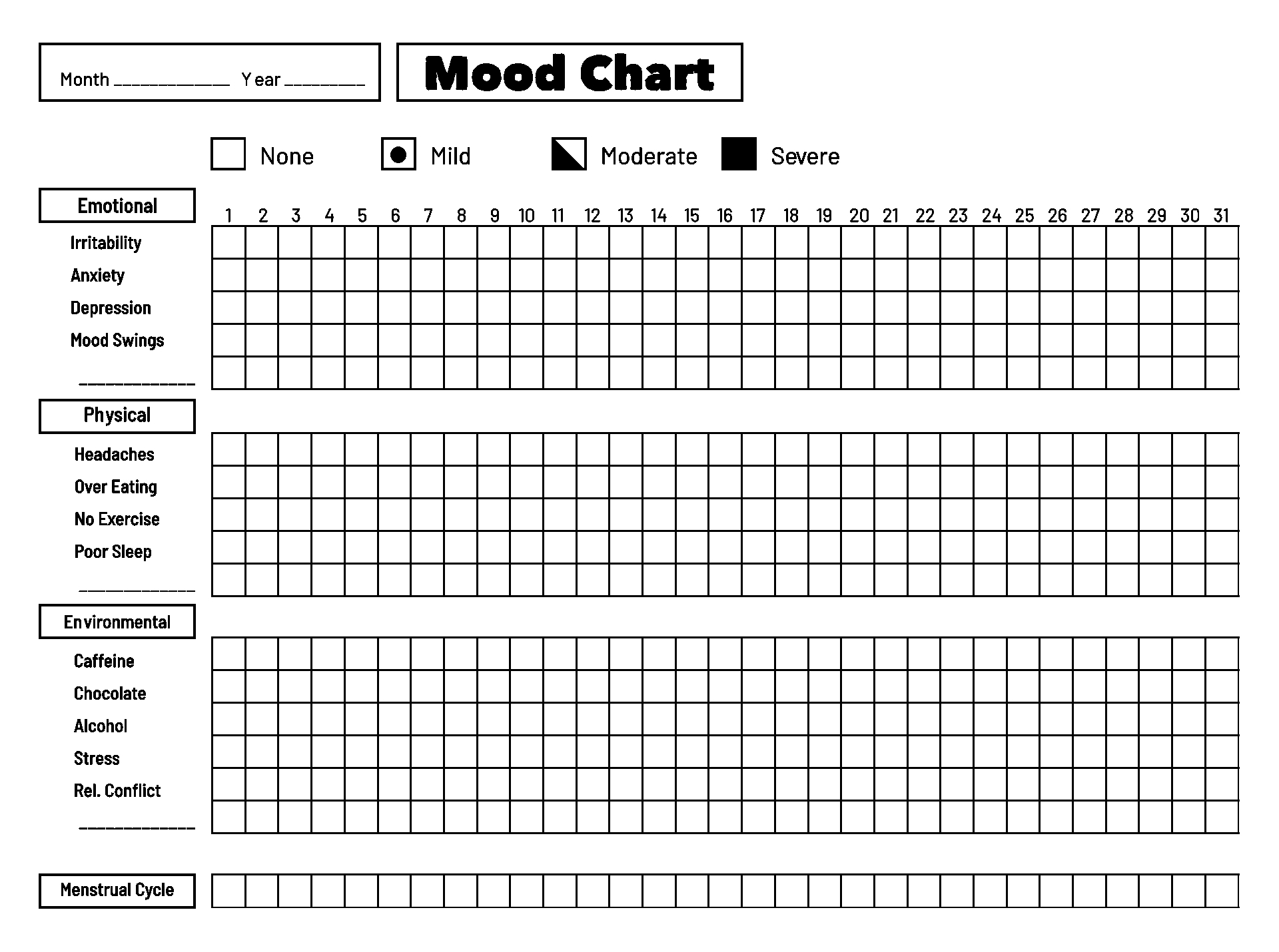 Daily Mood Chart 10 Free PDF Printables Printablee