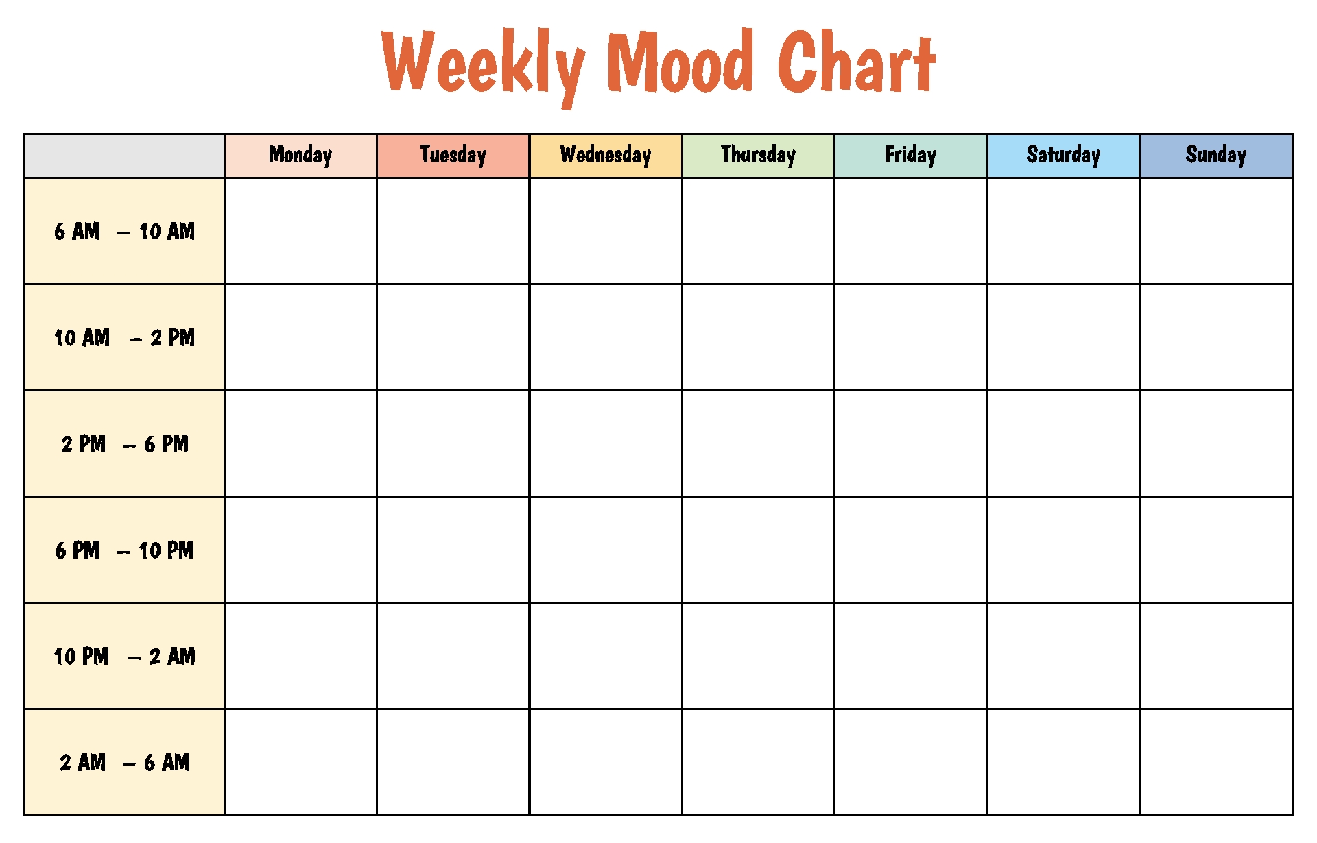 Daily Mood Chart 10 Free PDF Printables Printablee