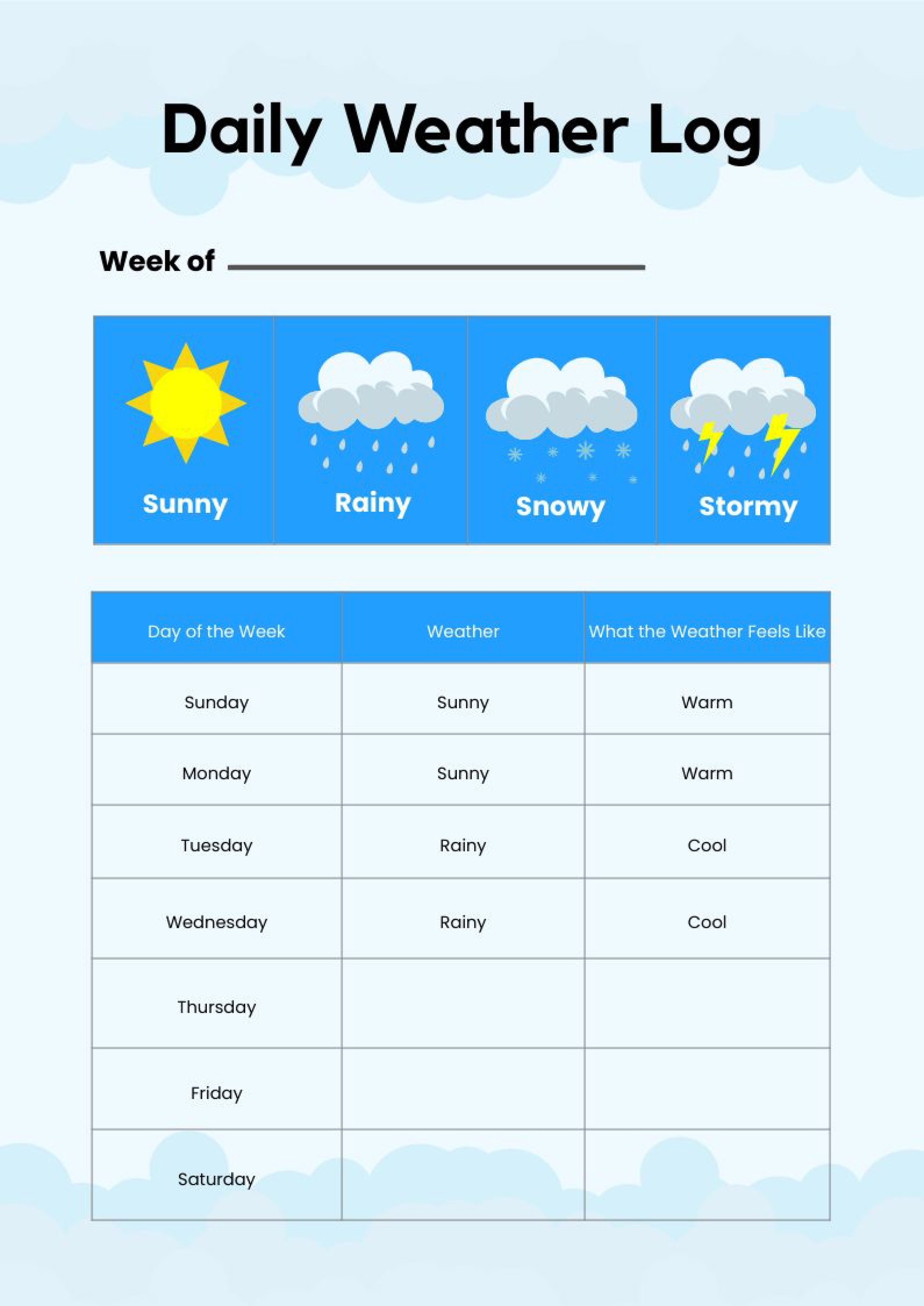 Daily Weather Chart In PDF Illustrator Download Template Daily Weather Chart In PDF Illustrator Download Template