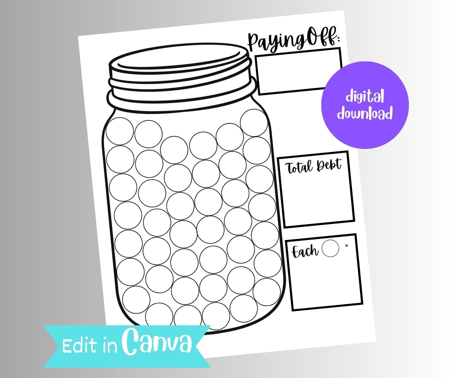 Debt Payoff Coloring Chart Printable Debt Tracker digital Download Etsy