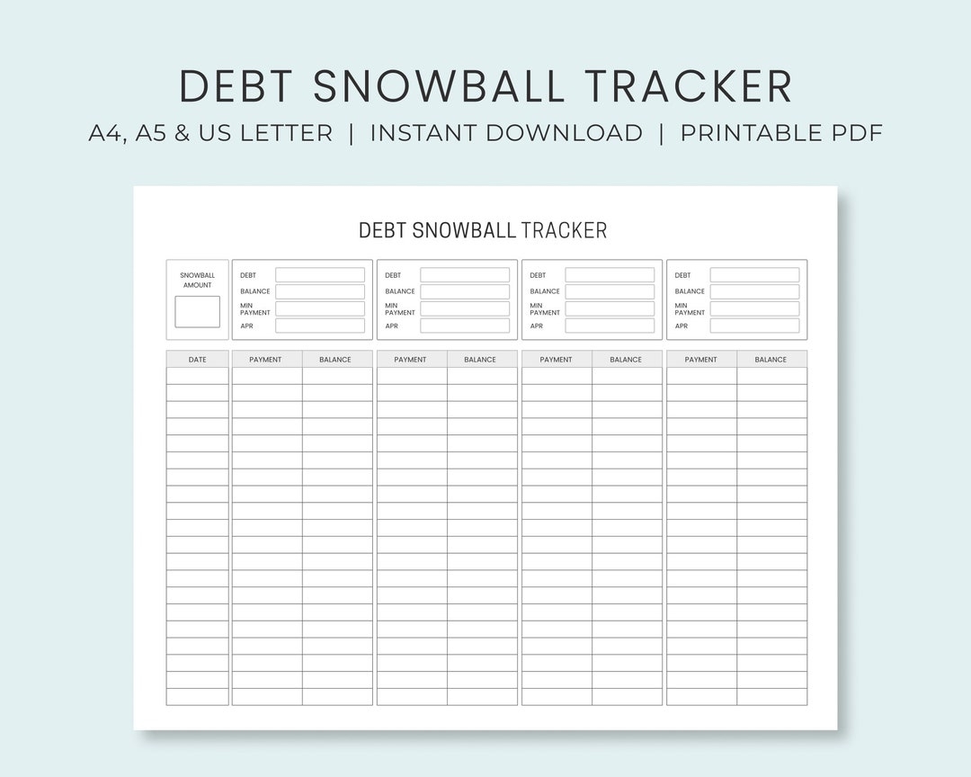Debt Snowball Tracker Printable Debt Payment Worksheet Debt Payoff Progress Log Debt Free Goal Chart Instant Download Etsy