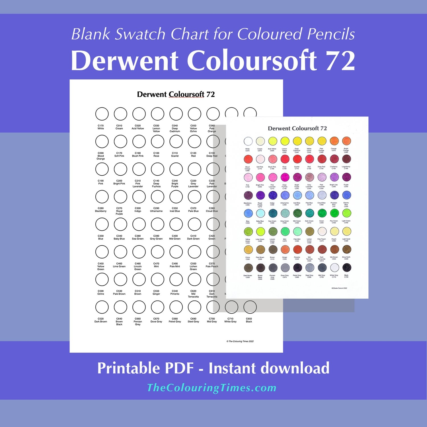 Derwent 72 Blank Colour Swatch Chart PDF Payhip