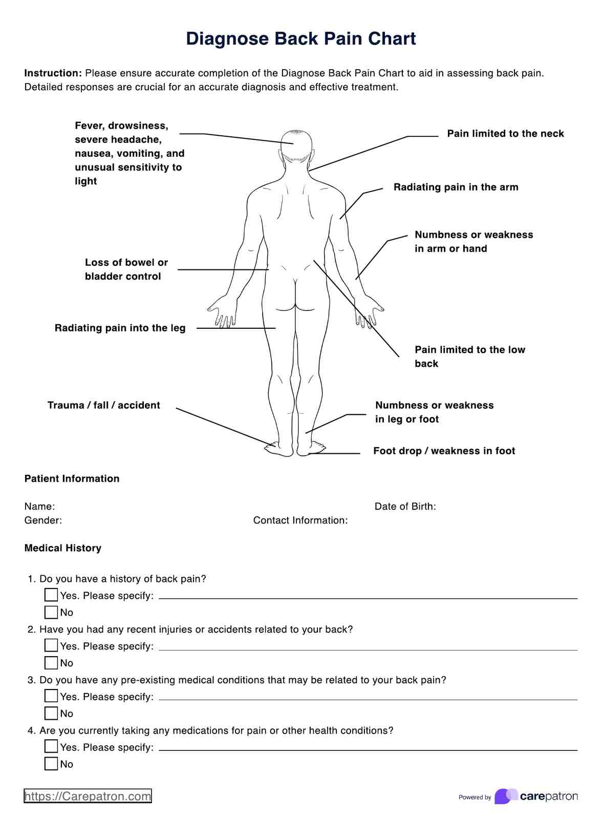 Diagnose Back Pain Charts