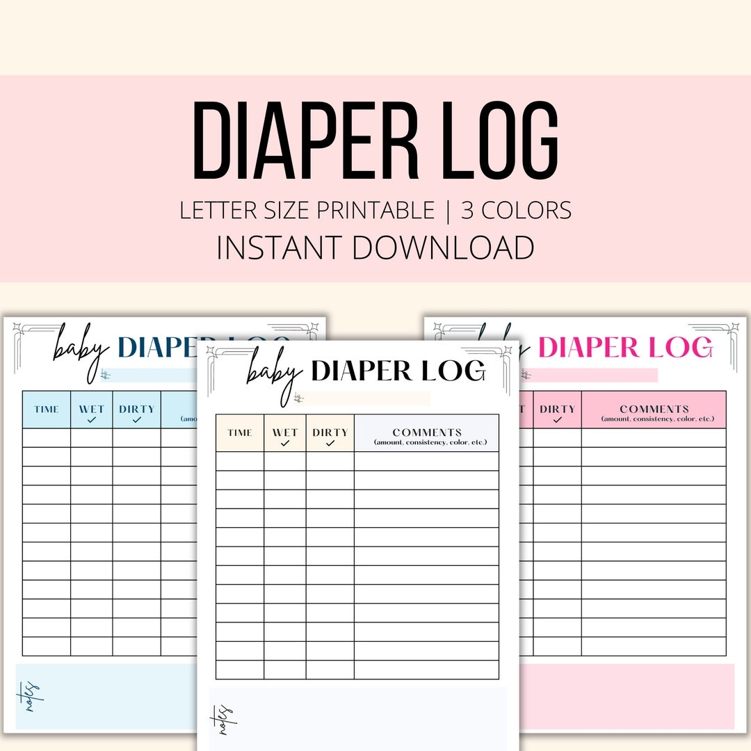 Diaper Log Printable Baby Diaper Change Tracker Planner PDF Daily Infant Diaper Changing Log Newborn Baby Care Diaper Changing Chart Etsy