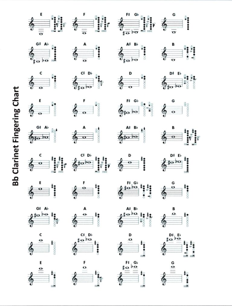 Digital B Flat Clarinet Fingering Chart For Beginners To Advanced Etsy Israel