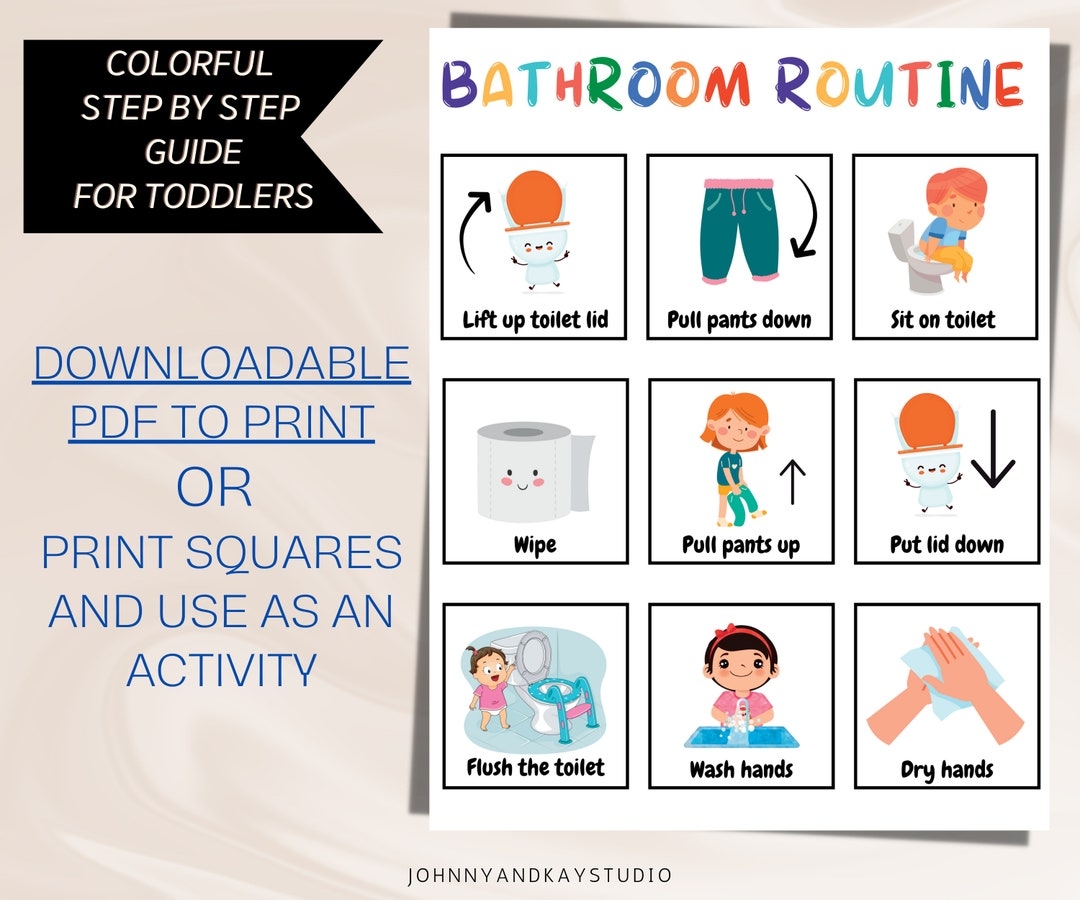 DIGITAL Bathroom Routine And Potty Training Chart Toilet Training Visual For Kids Printable Etsy
