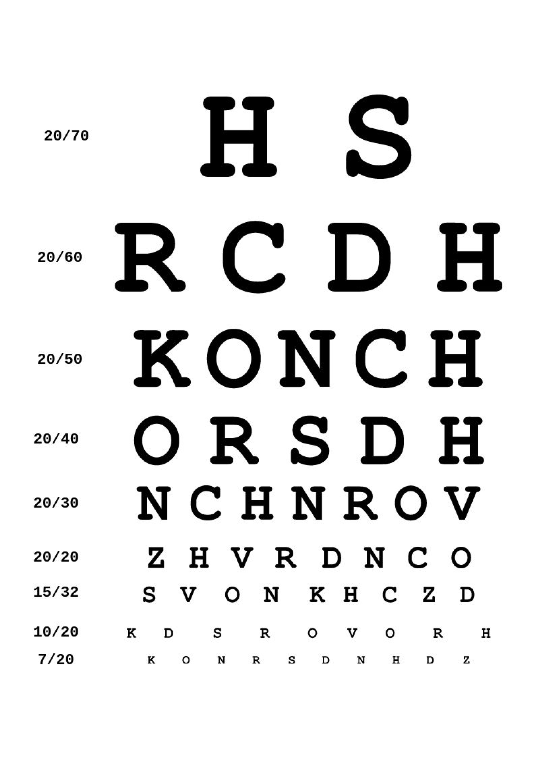 Eye Exam Test Chart Printable Eye Exam Test Chart Printable