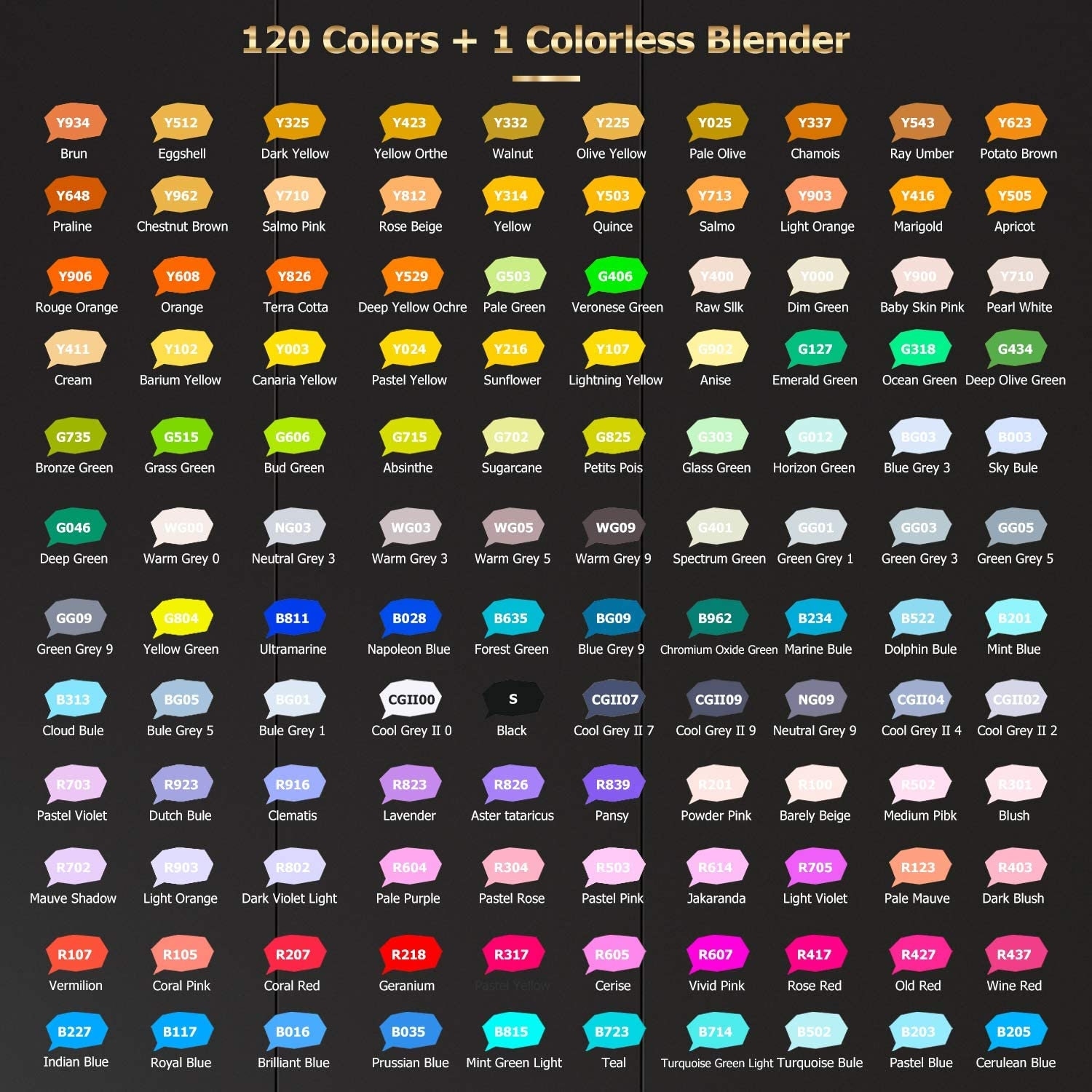 Digital PDF Caliart 121 Colors Artist Alcohol Markers Swatch Template DIY Single Page Color Swatch Printable Template Instant Download Etsy