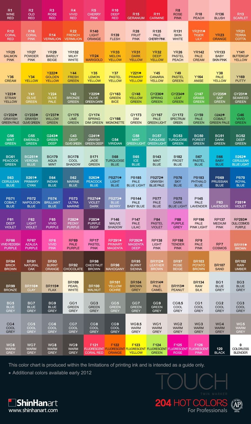 Alcohol Marker Color Chart Printable