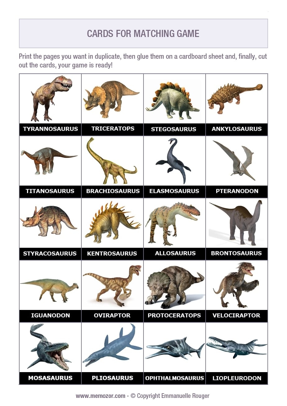 Dinosaur Flash Cards Free Printable