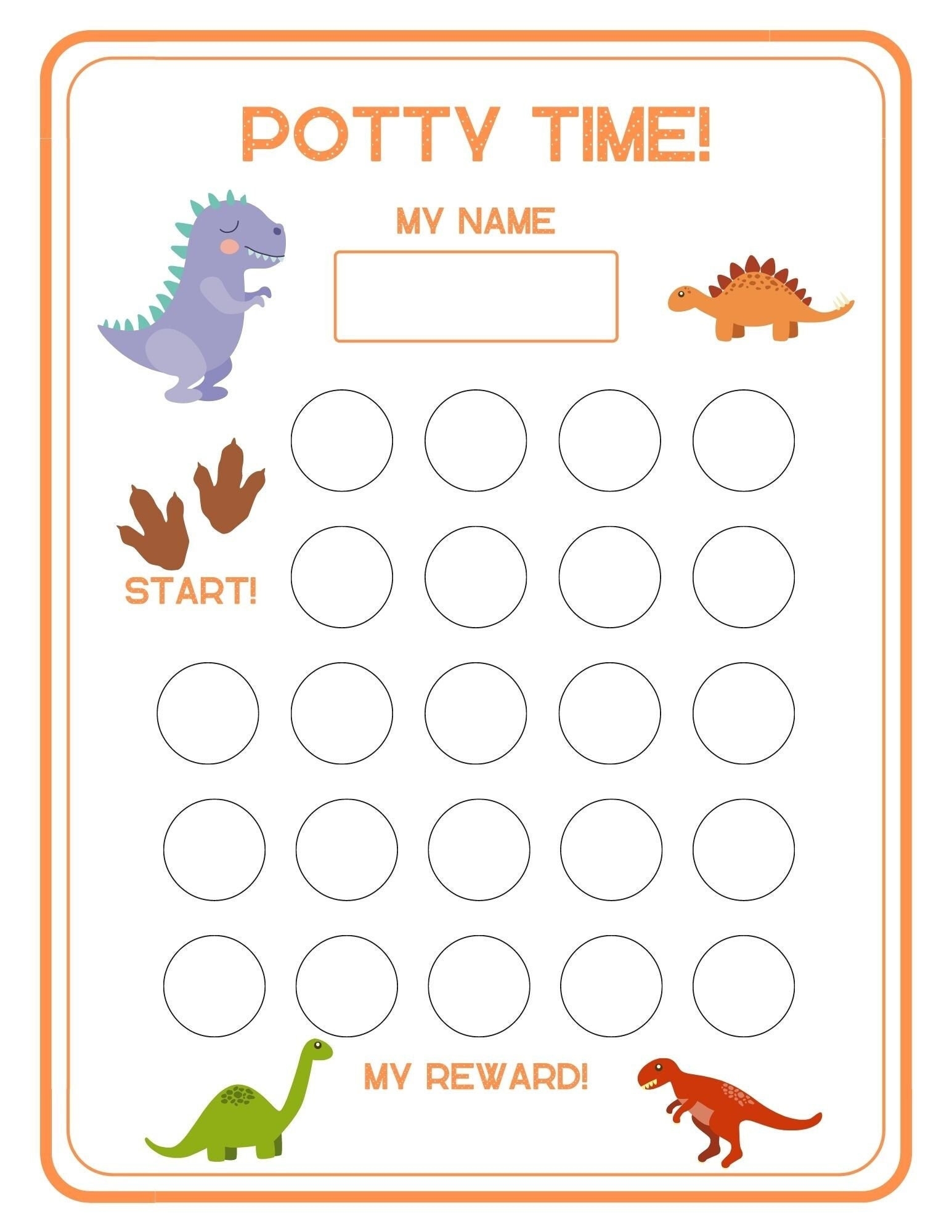 Dinosaur Potty Training Sticker Chart Etsy