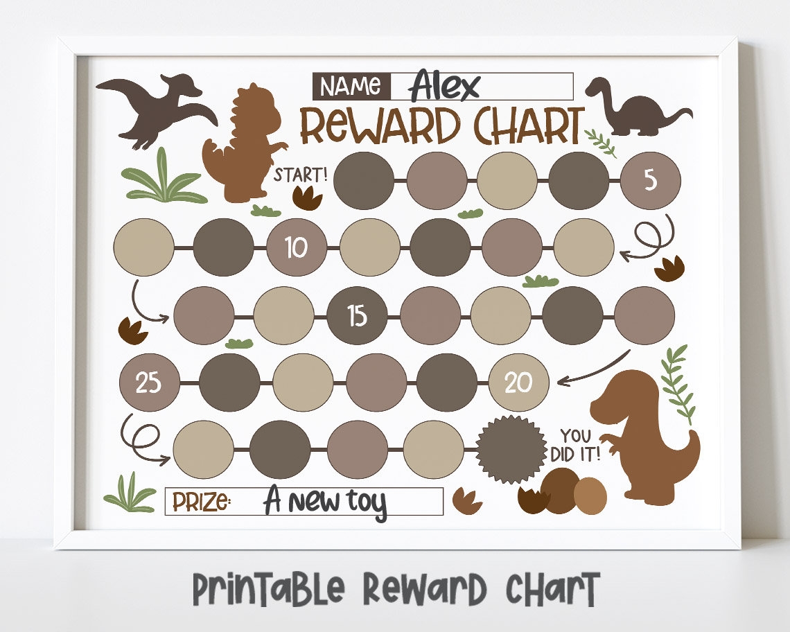 Dinosaur Reward Chart For Kids Printable Sticker Chart instant Download Etsy