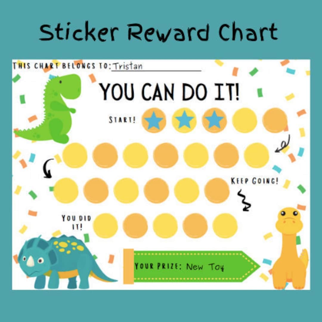 Dinosaur Sticker Reward Chart Kids Behavior Tracker PDF Pattern Etsy