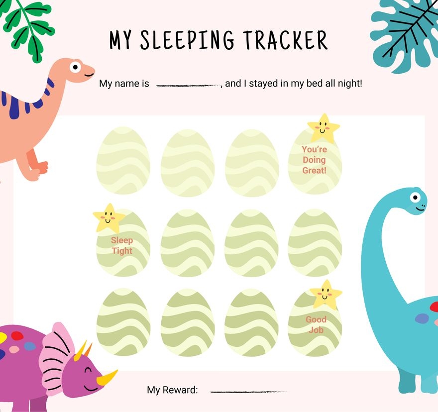 Dinosaur Sticker Sleeping Chart In PDF Illustrator Download Template Dinosaur Sticker Sleeping Chart In PDF Illustrator Download Template