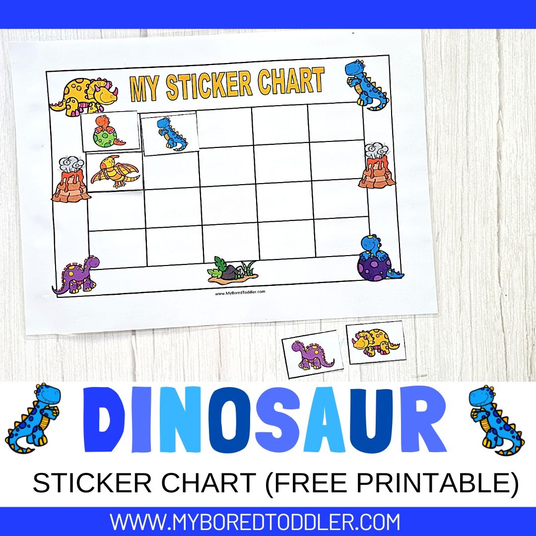 DINSOAUR STICKER CHART FREE PRINTABLE 1 My Bored Toddler