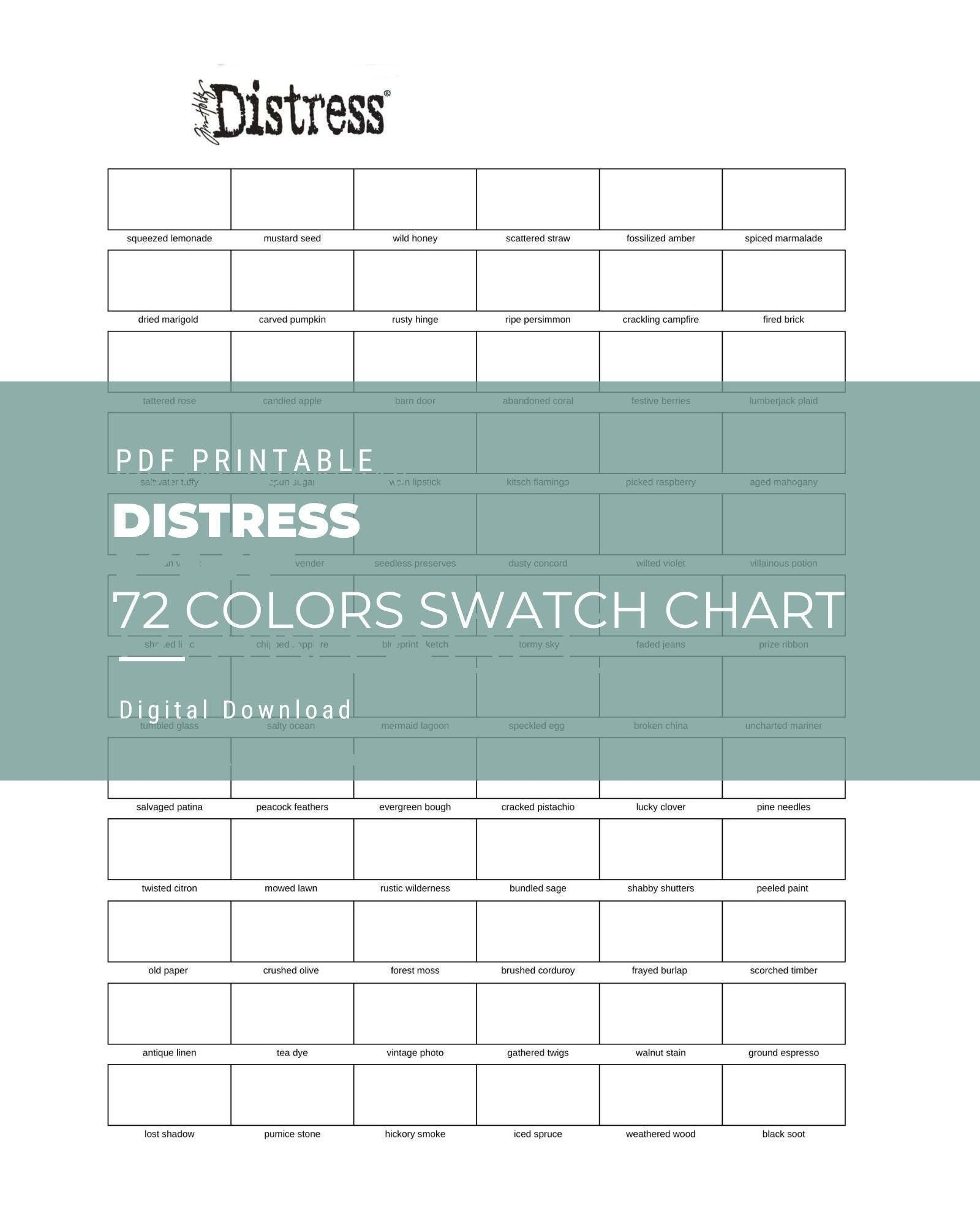 Distress 72 Colors Swatch Chart Etsy