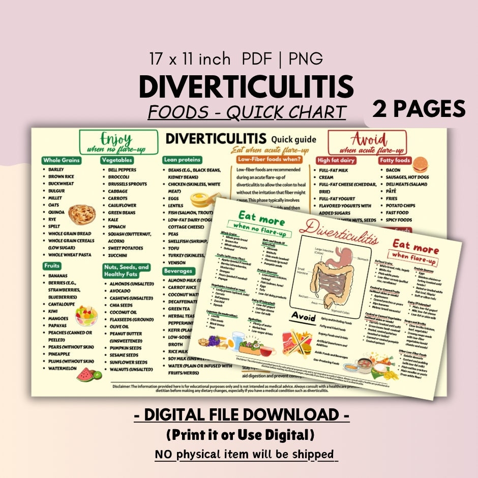 Diverticulitis Food List Diverticulitis Diet Chart Meal Plan Gut Health Food Guide Grocery List PDF Etsy