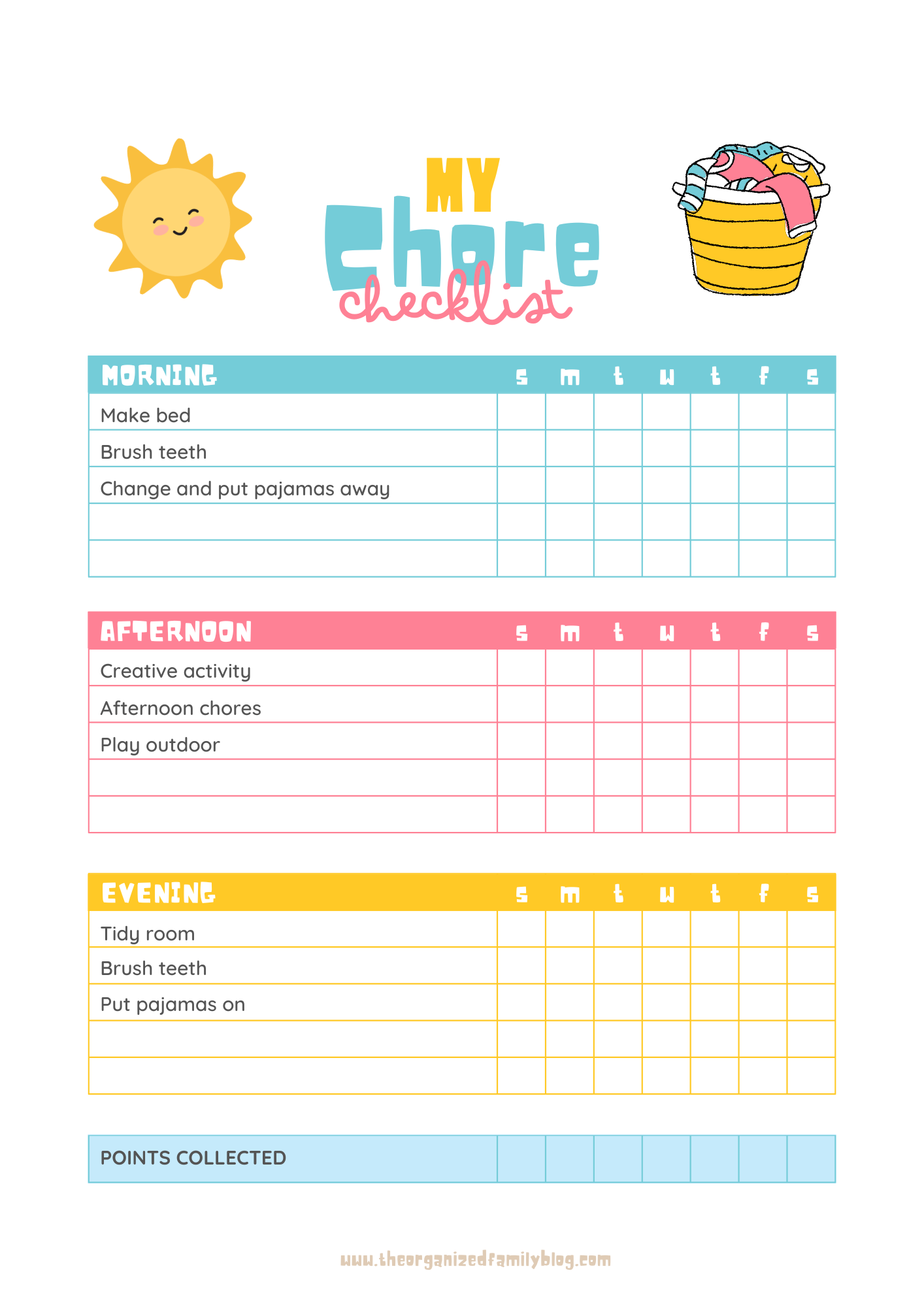 House Chores Chart Printable