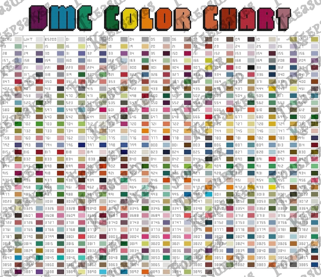 DMC Color Chart 505 Colors PDF Pattern Only Etsy UK