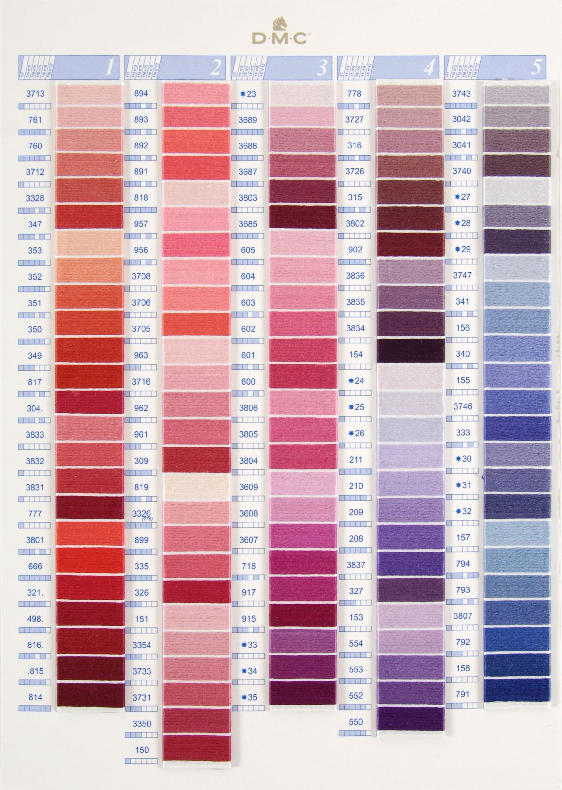 DMC Stranded Cotton Colour Chart Shade Card Stitchtastic