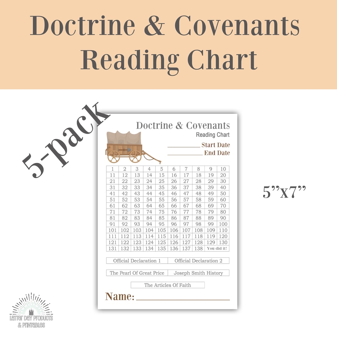 Doctrine Covenants Reading Chart 5x7 5 PACK 5 LDS Gospel Study Reading Chart Sunday School Come Follow Me Scriptures Etsy