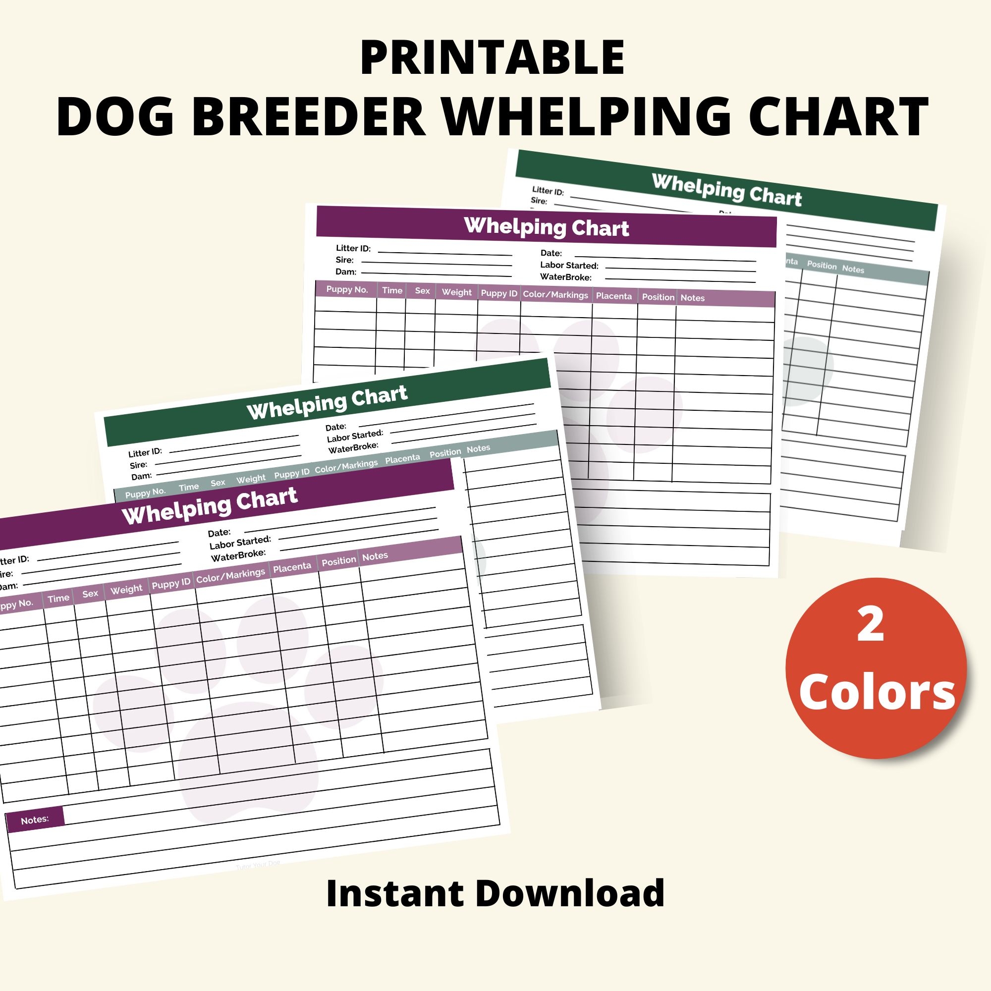 Dog Breeder Whelping Chart Whelping Records Litter Records Dog Breeder Forms Puppy Breeding Dog Whelping Charts Breeding Planner Tutor Your Dog Shop