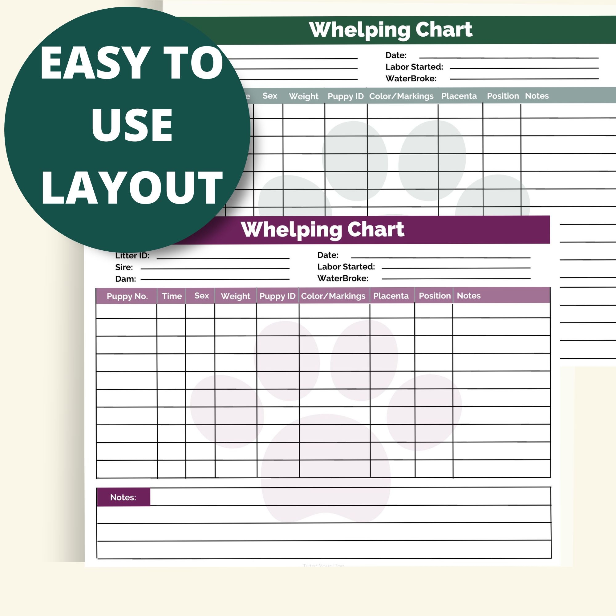 Dog Breeder Whelping Chart Whelping Records Litter Records Dog Breeder Forms Puppy Breeding Dog Whelping Charts Breeding Planner Tutor Your Dog Shop