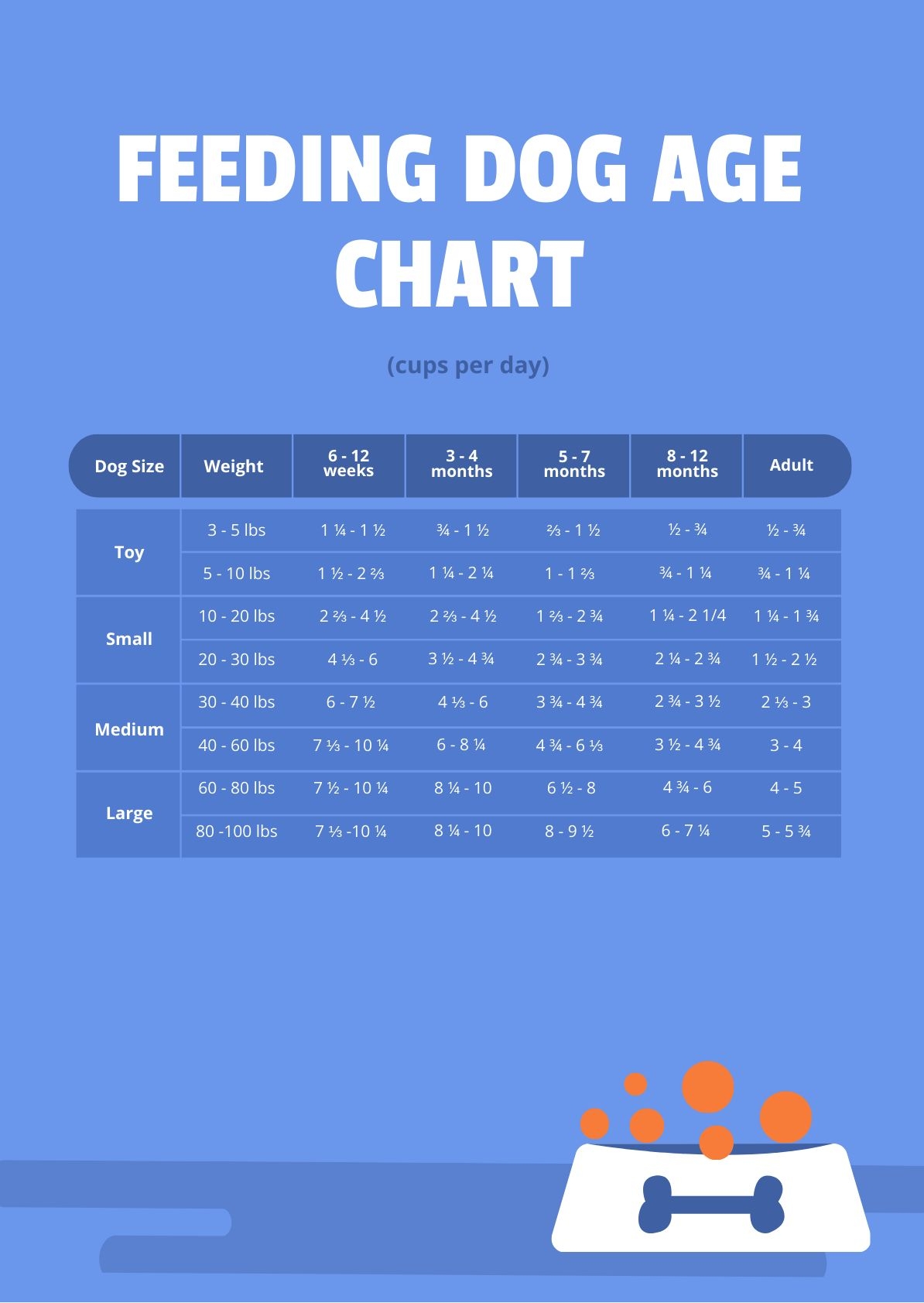 Dog Feeding Chart By Age In PDF Download Template